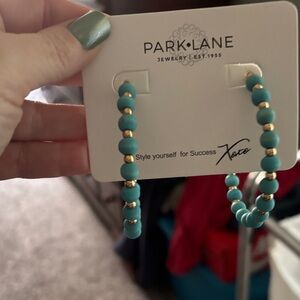 Park Lane Teal and Gold Beaded Earrings